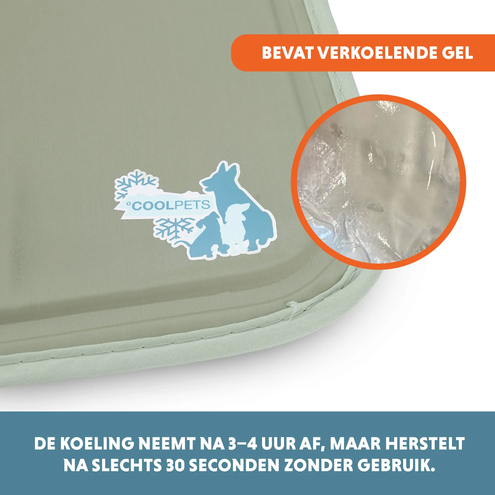 Mata chłodząca dla psów z żelem stałym, oliwkowa, L 90 x 60 cm – Coolpets Gel Cooling Mat - obrazek 3