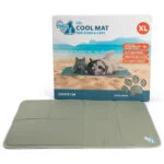 Mata chłodząca dla psów z żelem stałym, oliwkowa, XL 120 x 70 cm – Coolpets Gel Cooling Mat