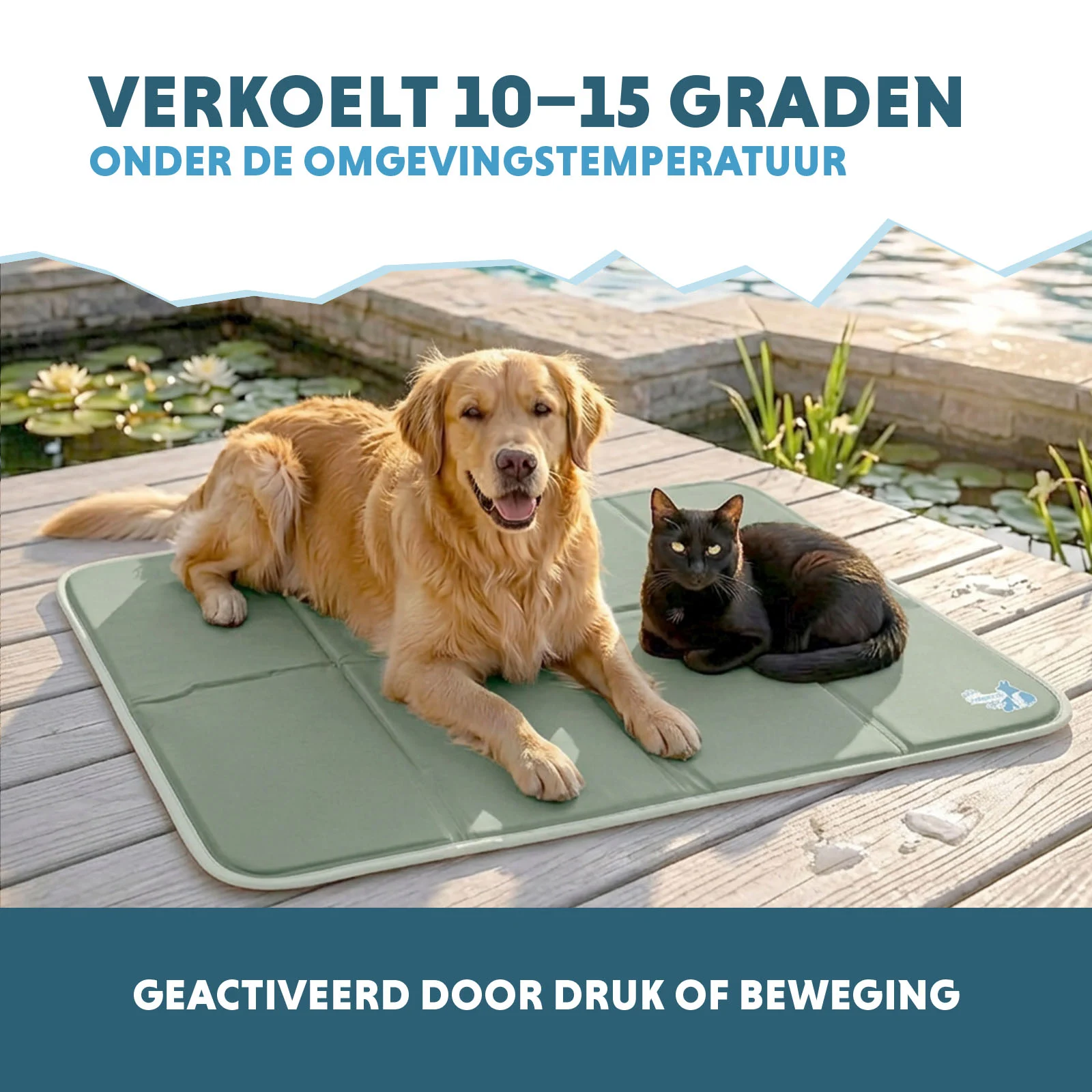 Mata chłodząca dla psów z żelem stałym, oliwkowa, XL 120 x 70 cm – Coolpets Gel Cooling Mat - obrazek 4