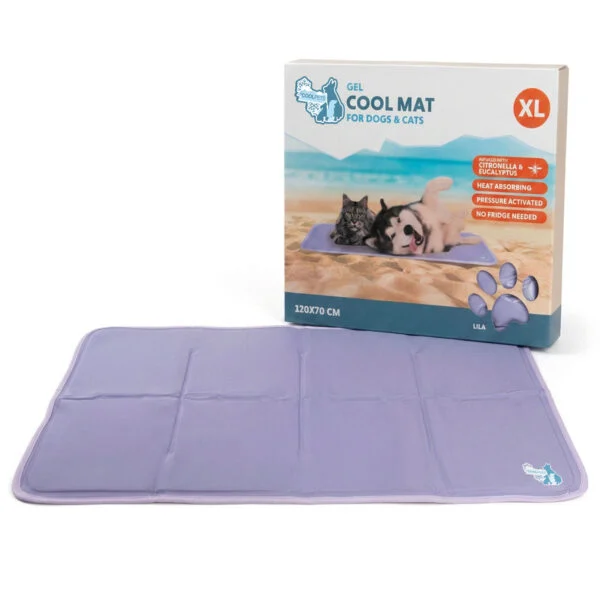 Mata chłodząca dla psów z żelem stałym, liliowa, XL 120 x 70 cm – Coolpets Gel Cooling Mat