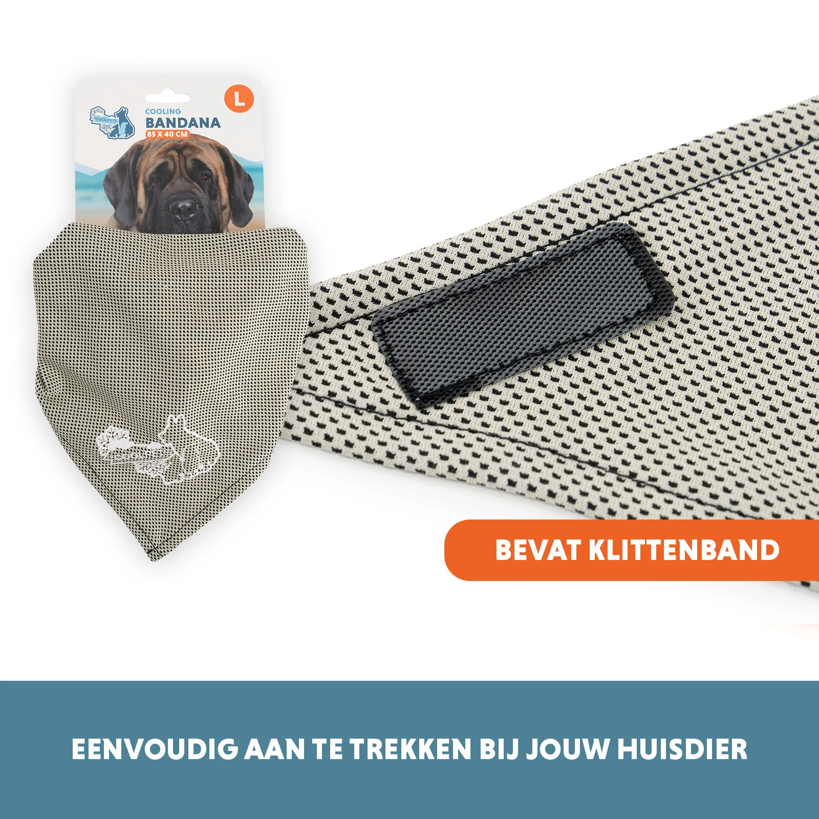 Chłodząca bandana dla psów, beżowa, L, 85 x 40 cm – Coolpets Cooling Bandana - obrazek 5