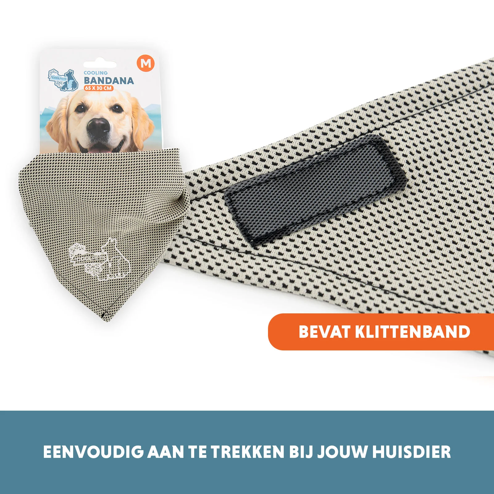 Bandana chłodząca dla psa, beżowa, M, 65 x 30 cm – Coolpets Cooling Bandana - obrazek 5