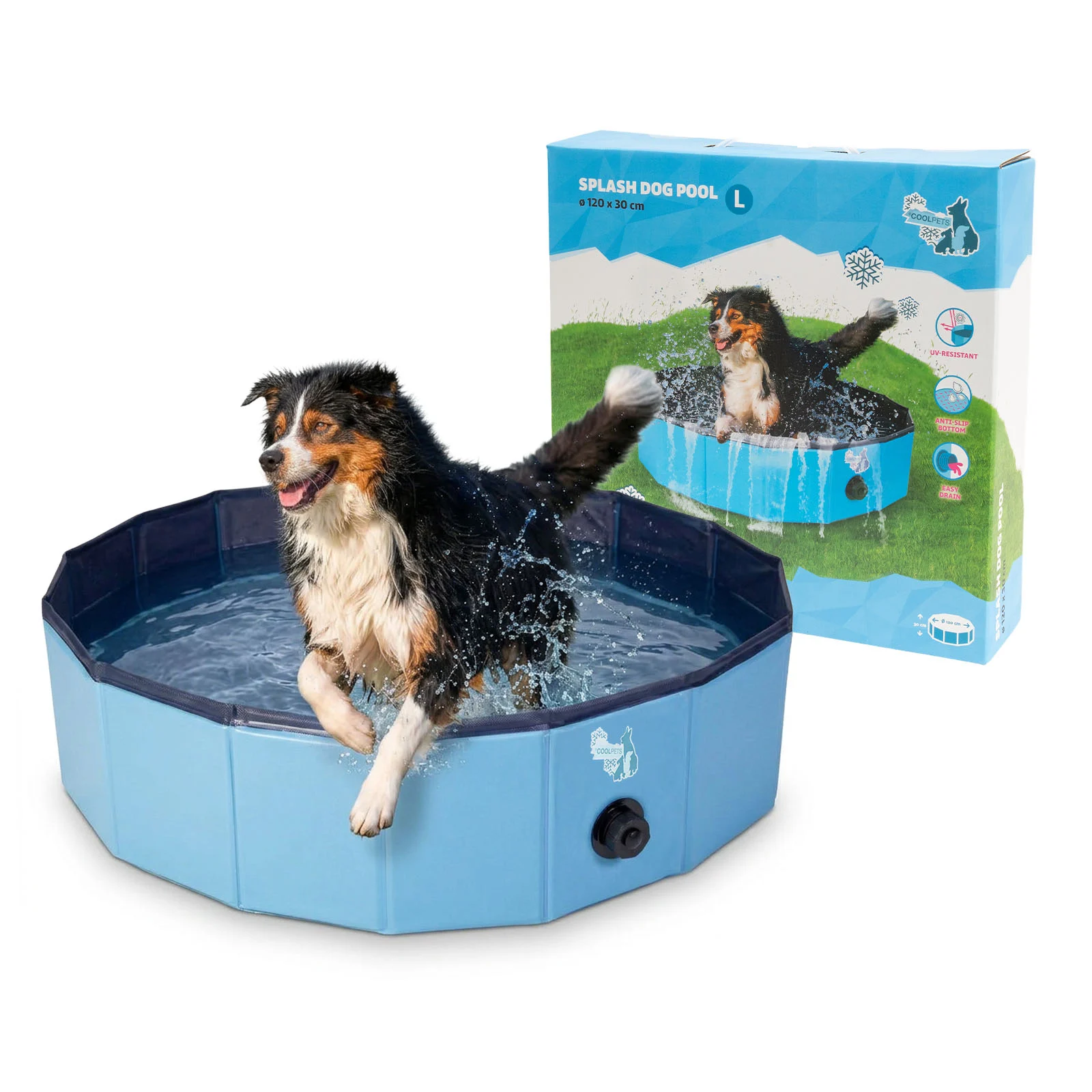 Basen dla psa z antypoślizgowym dnem, składany, ø 120 x 30 cm – Coolpets Splash Dog Pool - obrazek 1