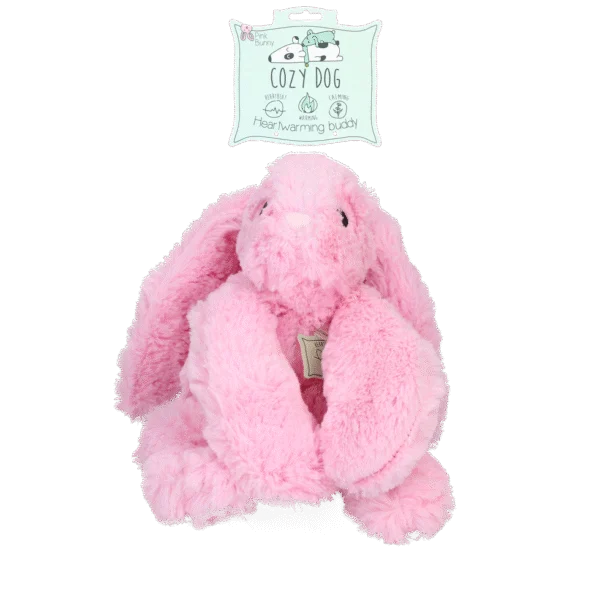 Pluszowy królik dla psa z funkcją bicia serca i podgrzewanym woreczkiem, różowy, 30 x 20 cm – Cozy Dog Bunny