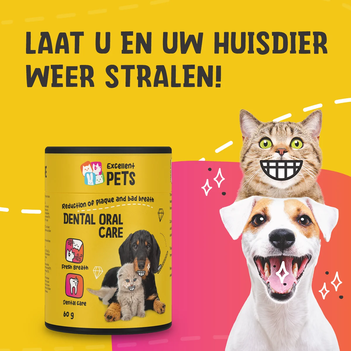 Proszek do higieny jamy ustnej dla psów i kotów, 60 g – Excellent Pets Dental Oral Care - obrazek 4