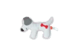 Pluszak dla psa ze skóry bydlęcej z cichą piszczałką, jasnoszary – szczeniak Doggy Doodles - obrazek 2