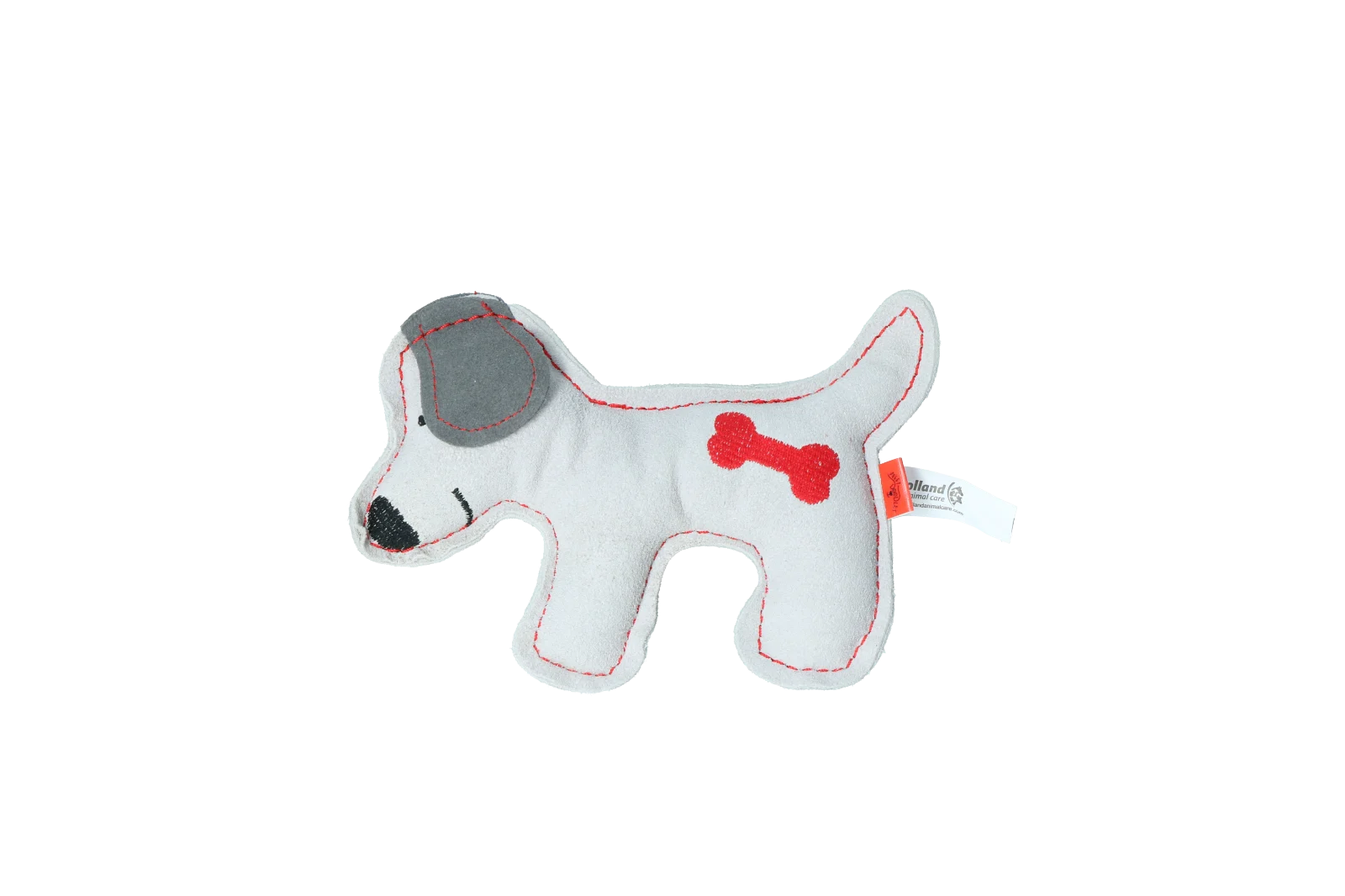 Pluszak dla psa ze skóry bydlęcej z cichą piszczałką, jasnoszary – szczeniak Doggy Doodles - obrazek 2