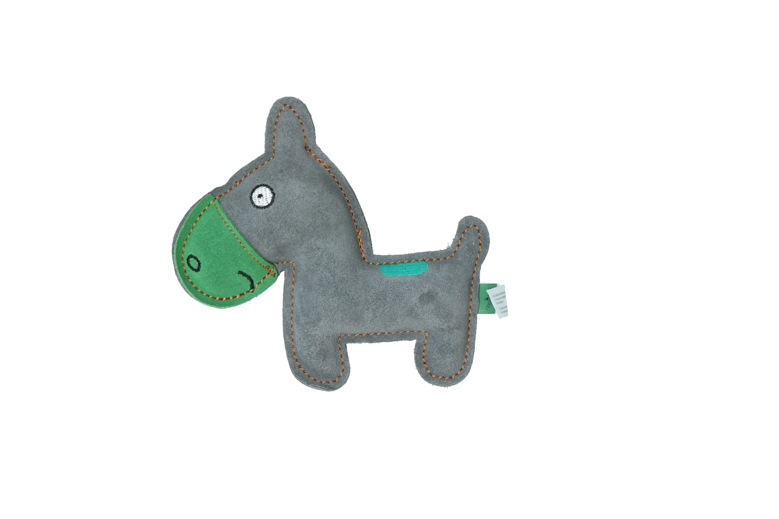 Pluszowa zabawka dla psa ze skóry bydlęcej i cichą piszczałką, zielona – osiołek Tiny Doodles - obrazek 2
