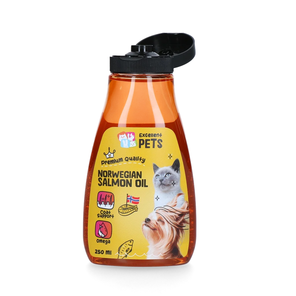 Norweski olej z łososia dla psów i kotów, 250 ml w butelce z dozownikiem – Excellent Pets Norwegian Salmon Oil - obrazek 2