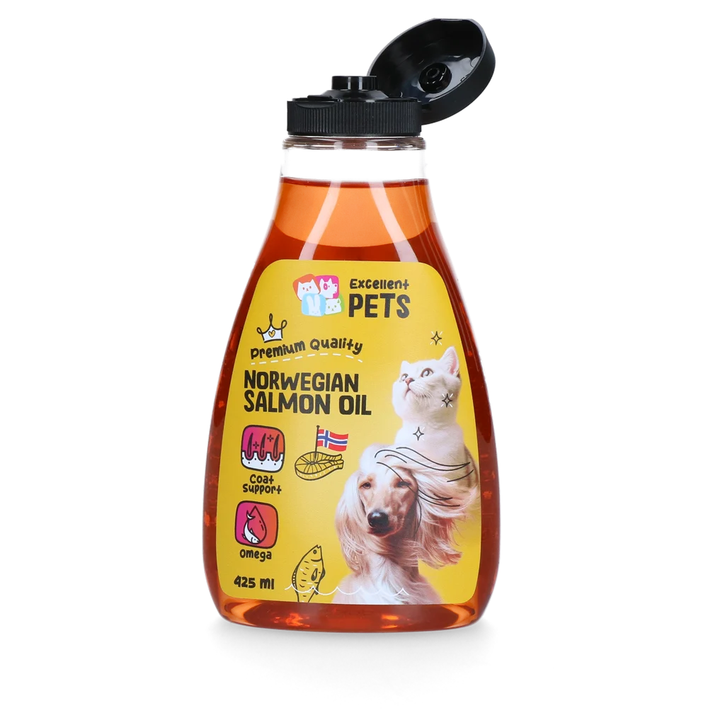 Norweski olej z łososia dla psów i kotów, 425 ml w butelce z dozownikiem – Excellent Pets Norwegian Salmon Oil - obrazek 2