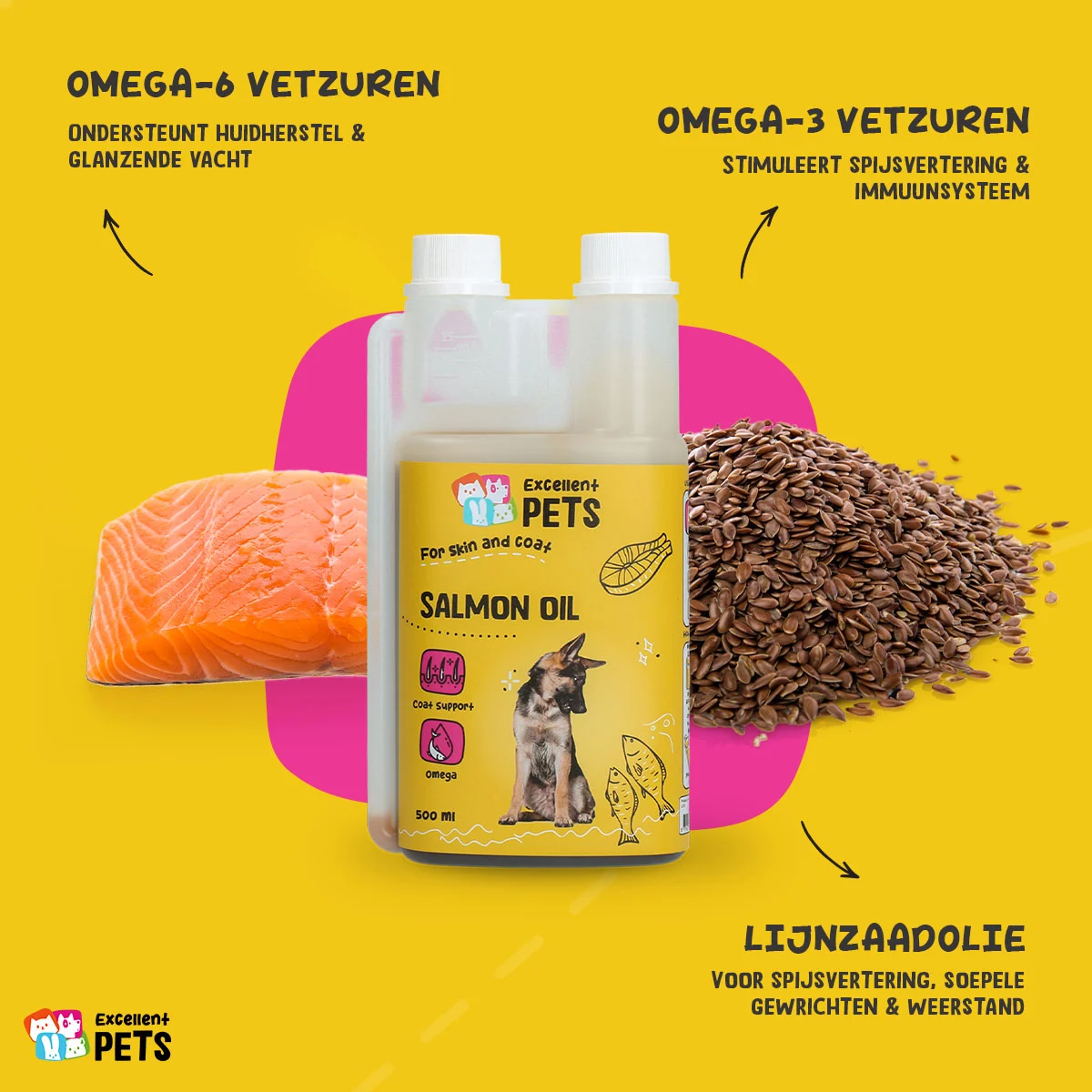 Olej z łososia dla psów z omega 3 i 6, 500 ml – Excellent Pets Dog Salmon Oil - obrazek 5