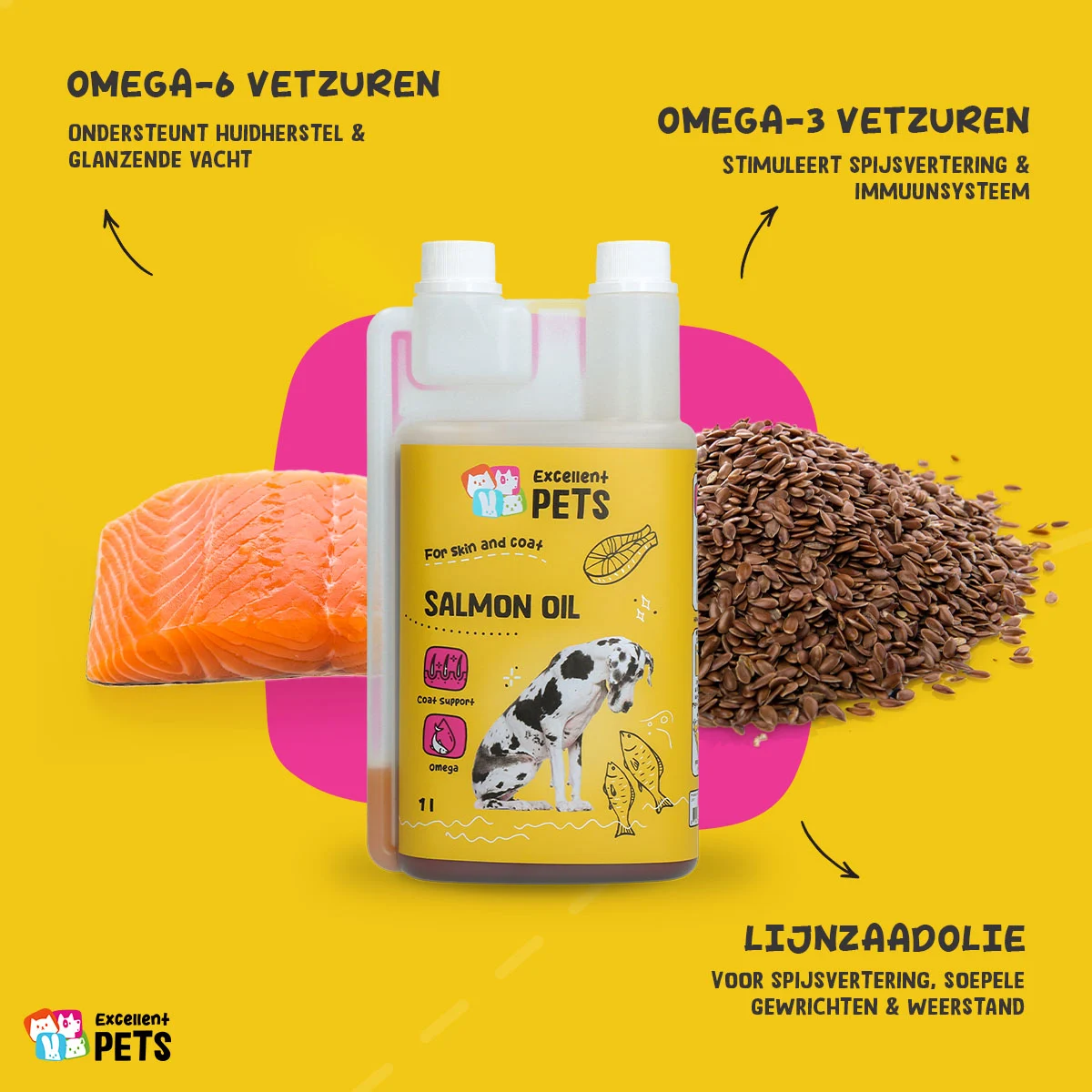 Olej z łososia dla psów z Omega 3 i 6, 1000 ml – Excellent Pets Dog Salmon Oil - obrazek 5