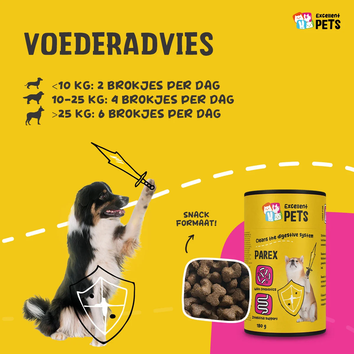 Suplement dla psa z prebiotykami w granulkach, 180 g – Excellent Pets Dog Parex - obrazek 2