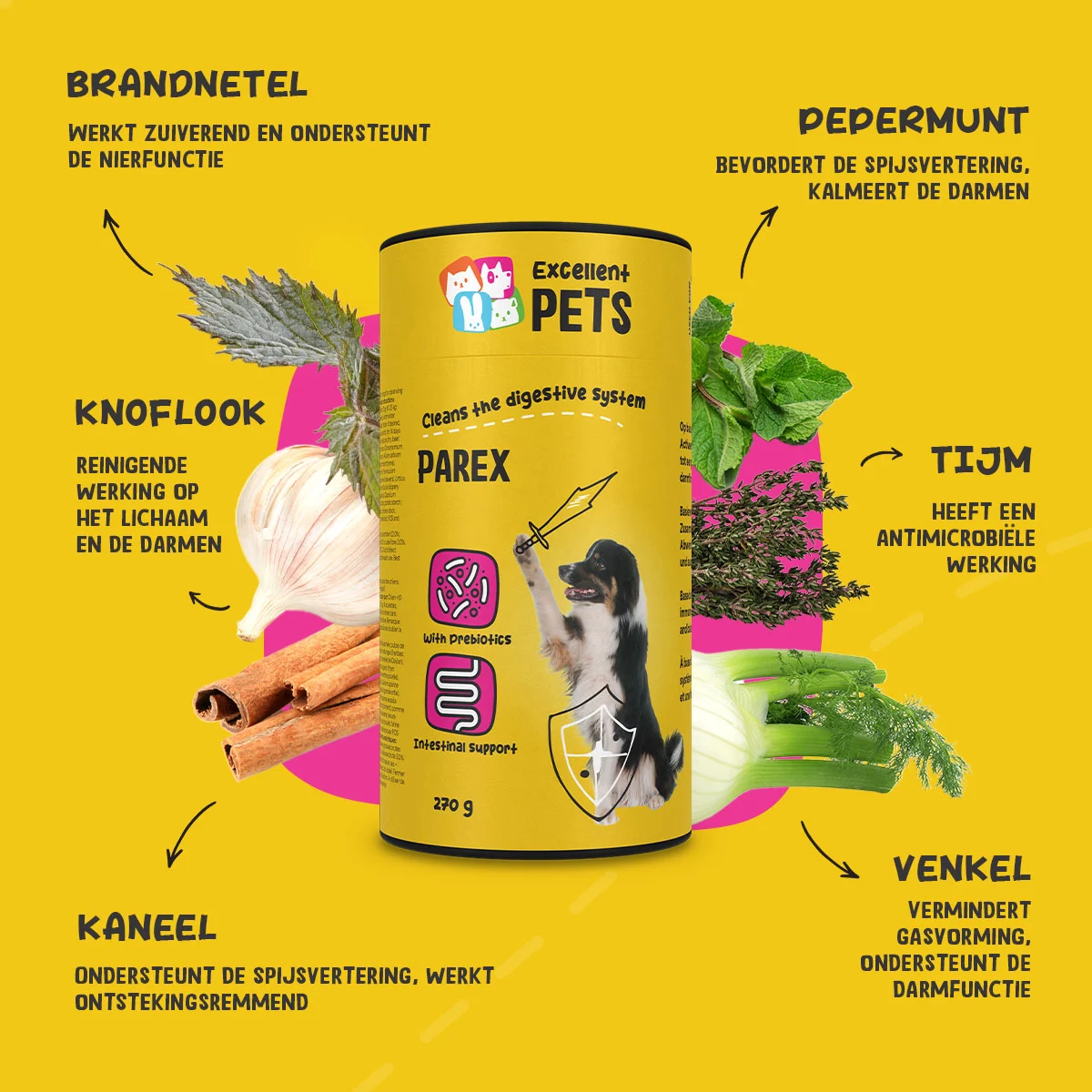 Suplement dla psa z prebiotykami w granulkach, 270 g – Excellent Pets Dog Parex - obrazek 5