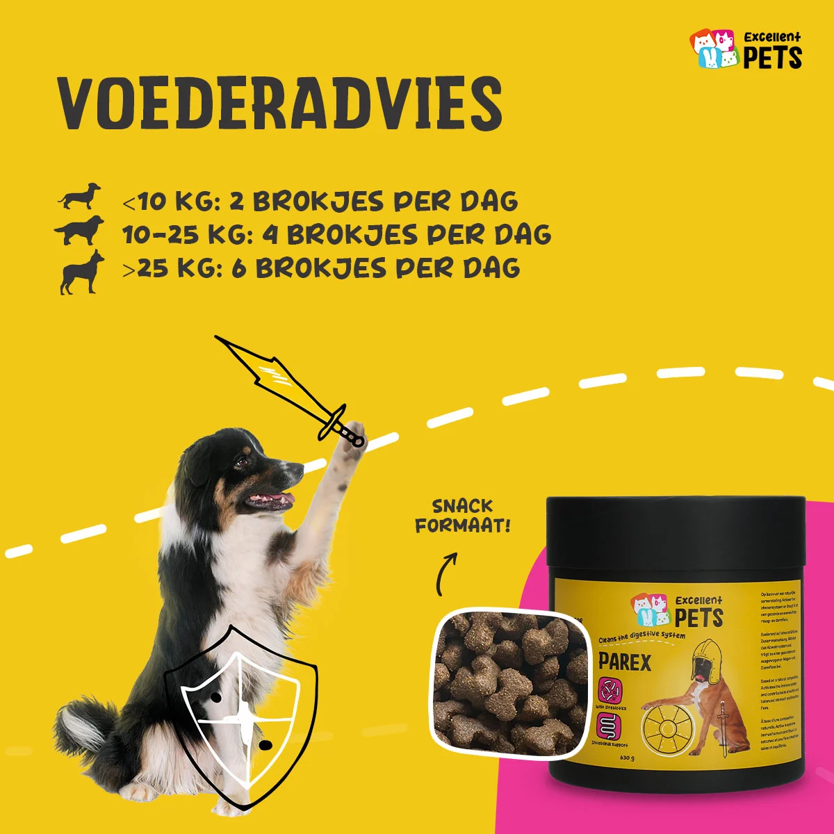 Suplement dla psa z prebiotykami w granulkach, 630 g – Excellent Pets Dog Parex - obrazek 2