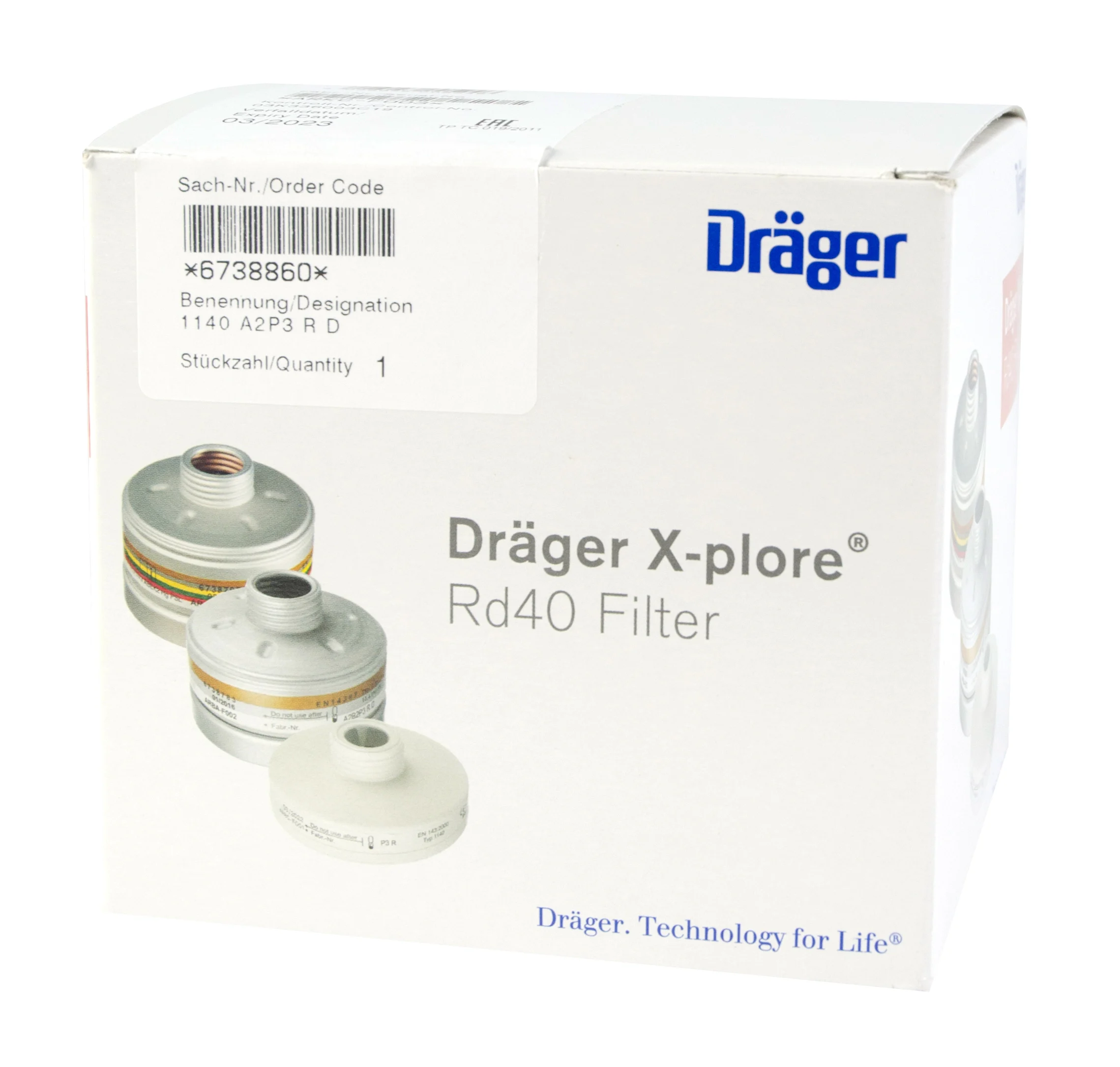 Filtr do maski A2-P3 z gwintowanym przyłączem RD40 – Dräger Filter RD 40 A2-P3 - obrazek 2
