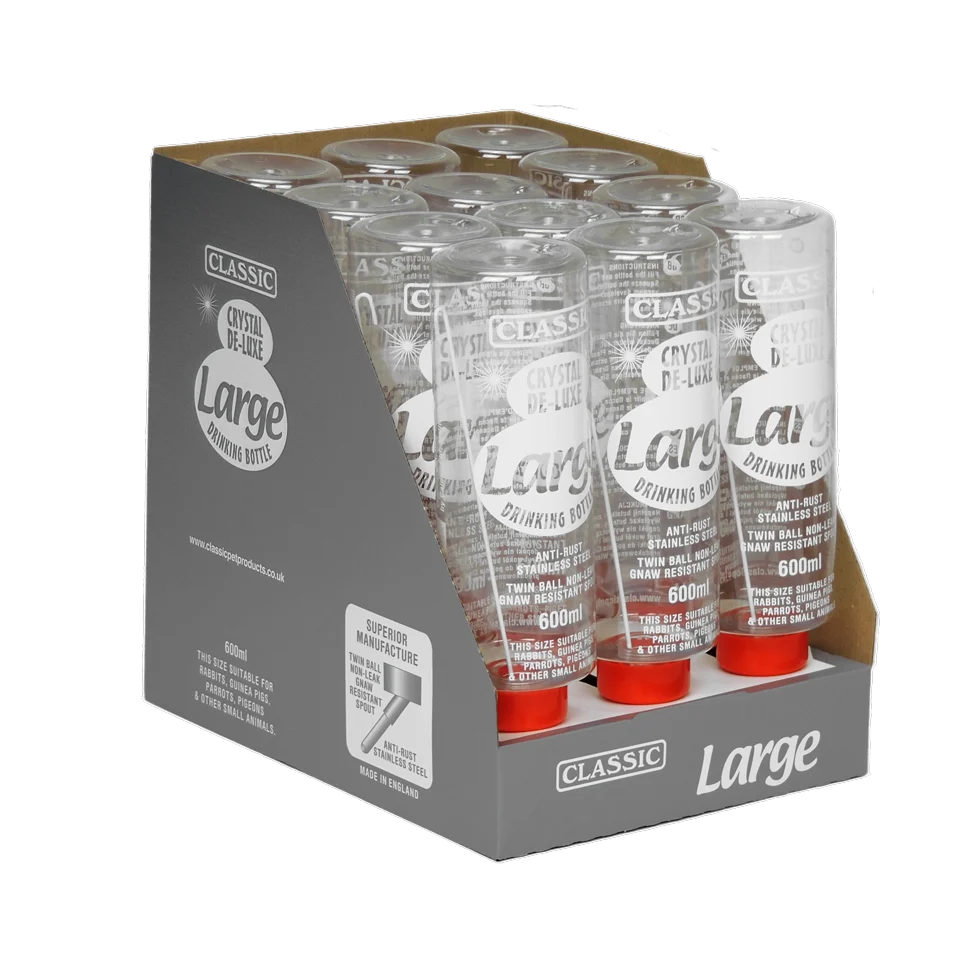 Plastikowa butelka do picia dla gryzoni, 600 ml – Classic Crystal Deluxe - obrazek 3