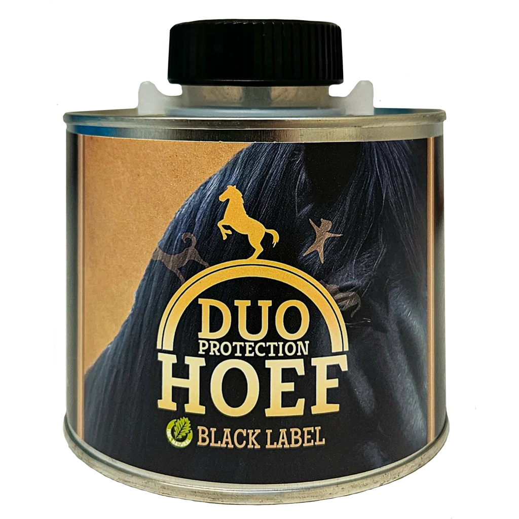 DUOP2000.png Czarny preparat do pielęgnacji ciemnych kopyt, 500 ml – Duo Protection Hoef Black Label - obrazek 1