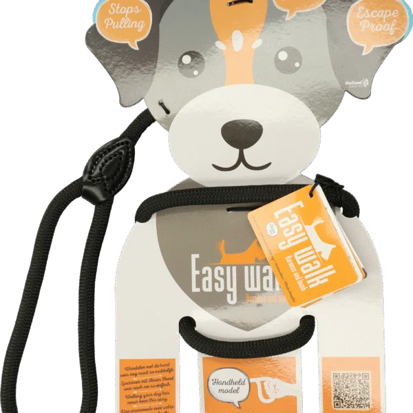 Szelki dla psa ze smyczą z liny, czarne – Easy Walk z uchwytem