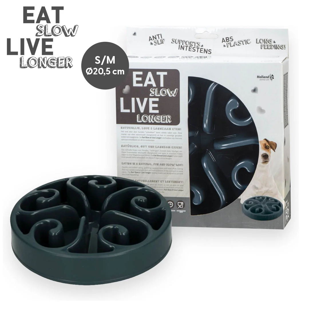Miska spowalniająca jedzenie dla psa ze spiralnym wzorem, S 20,5 x 5 cm, szara – Eat Slow Live Longer Original - obrazek 1