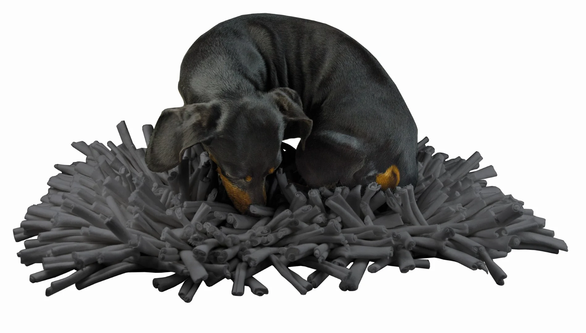 Mata węchowa dla psów z paskami materiału, szara, 44 x 28 cm – Eat Slow Live Longer Play Mat - obrazek 2
