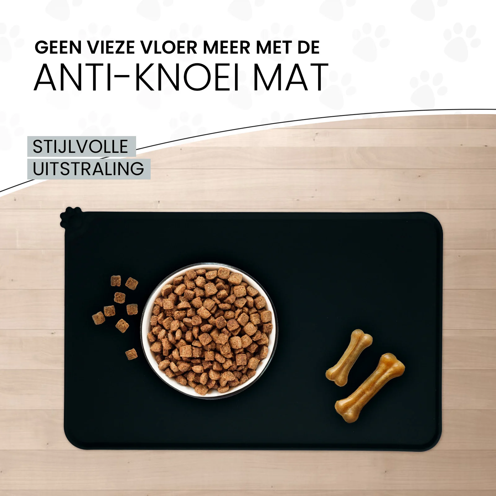 Silikonowa mata pod miski z podwyższonym brzegiem, S 30 x 48 cm, szara – Eat Slow Live Longer Spill Mat - obrazek 4
