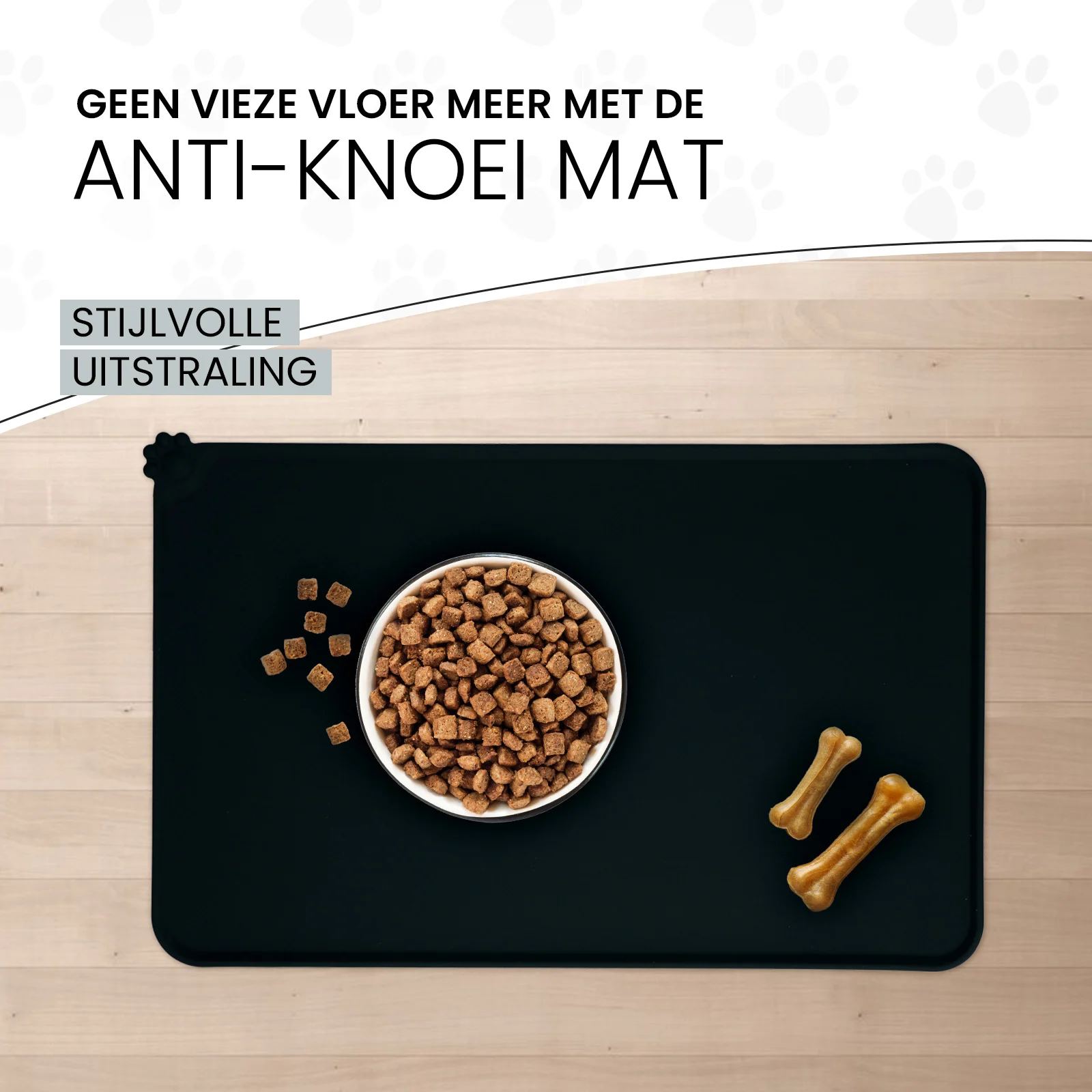 Silikonowa mata pod miskę z podniesionym rantem, M 38 x 54 cm, szara – Eat Slow Live Longer Spill Mat - obrazek 4