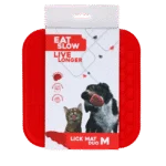 Mata do lizania dla psów z 2 wzorami i przyssawkami, 21 x 21 cm, czerwona – Eat Slow Live Longer Lick Mat Duo M