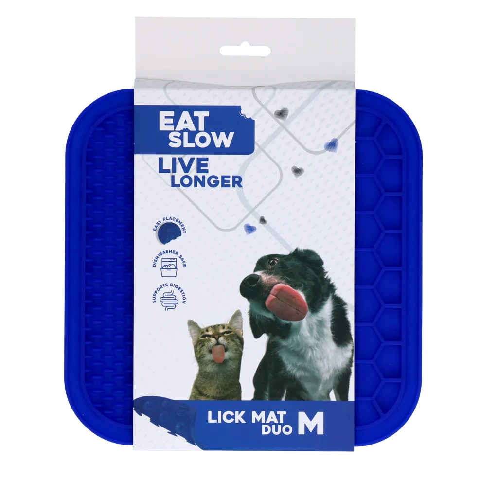 EATS062GC.png Mata do lizania dla psów z wypustkami i plastrem miodu, 21 x 21 cm, niebieska – Eat Slow Live Longer Lick Mat Duo M - obrazek 1