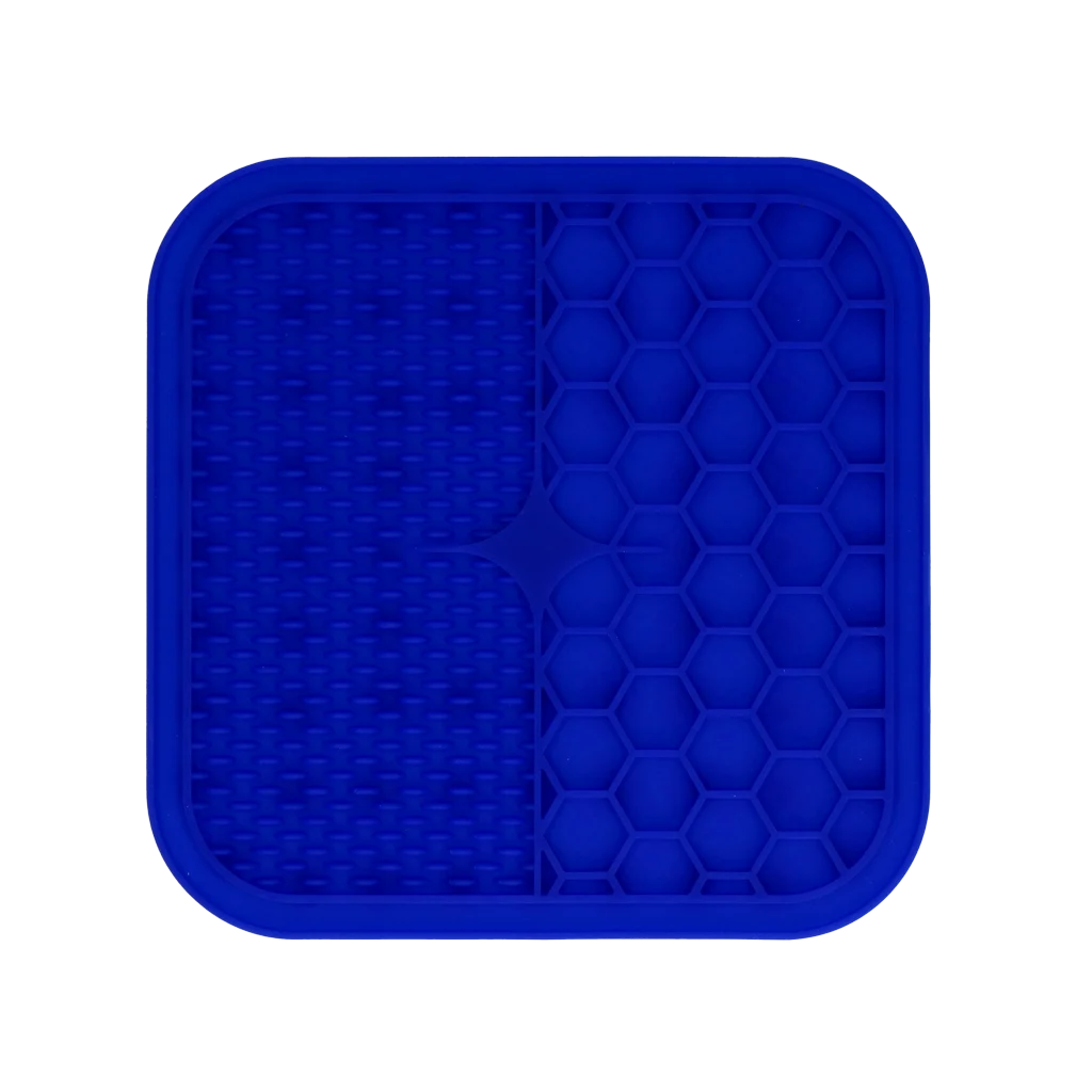 Mata do lizania dla psów z wypustkami i plastrem miodu, 21 x 21 cm, niebieska – Eat Slow Live Longer Lick Mat Duo M - obrazek 2