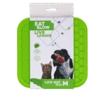 Mata do lizania dla psów z wypustkami i wzorem plastra miodu, 21 x 21 cm, zielona – Eat Slow Live Longer Lick Mat Duo M