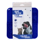 Mata do lizania dla psa z 4 wzorami i przyssawkami, 21 x 21 cm, niebieska – Eat Slow Live Longer Lick Mat Dimensions Rectangle