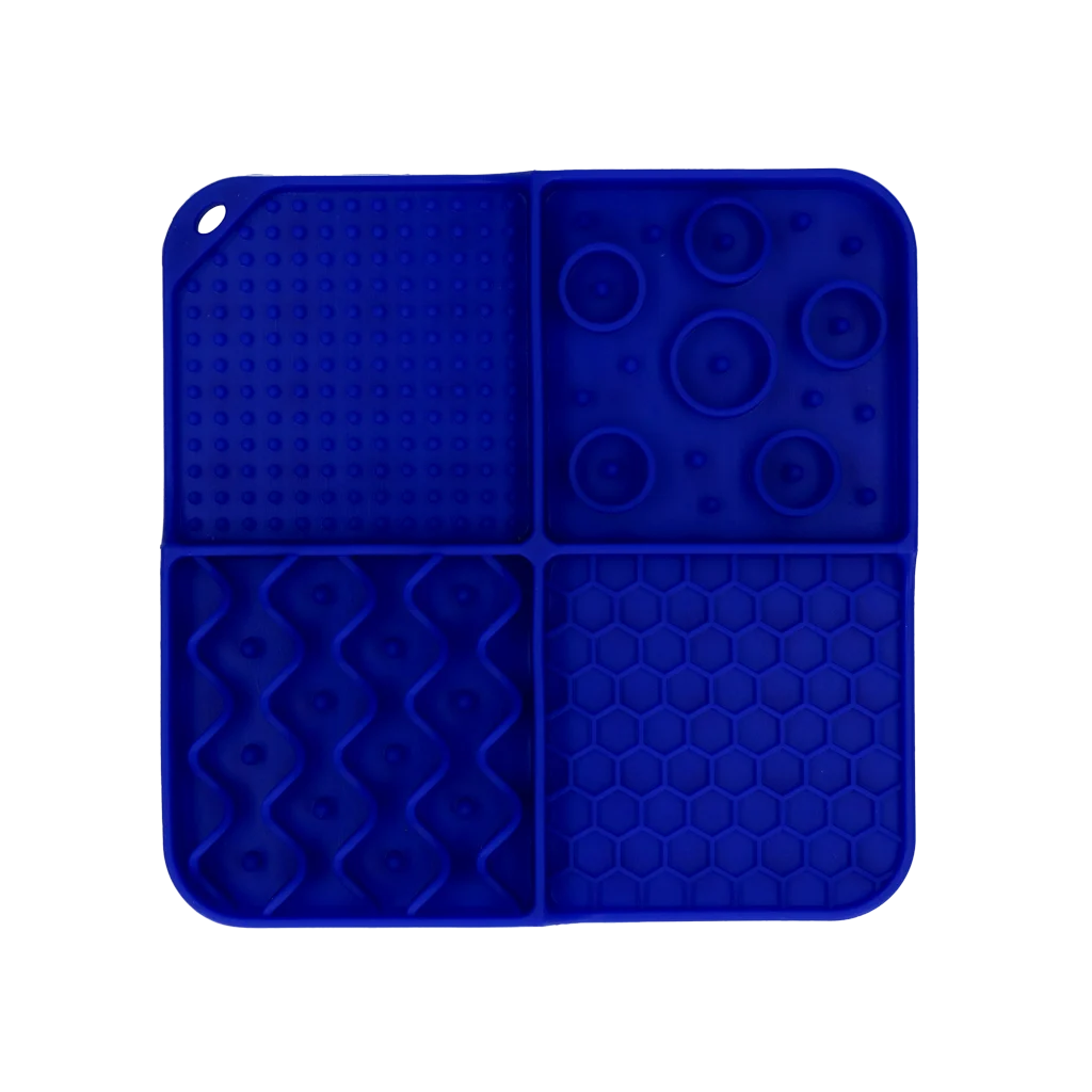 Mata do lizania dla psa z 4 wzorami i przyssawkami, 21 x 21 cm, niebieska – Eat Slow Live Longer Lick Mat Dimensions Rectangle - obrazek 2