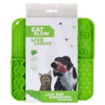 Mata do lizania dla psa z 4 wzorami i przyssawkami, 21 x 21 cm, zielona – Eat Slow Live Longer Lick Mat Dimensions Rectangle