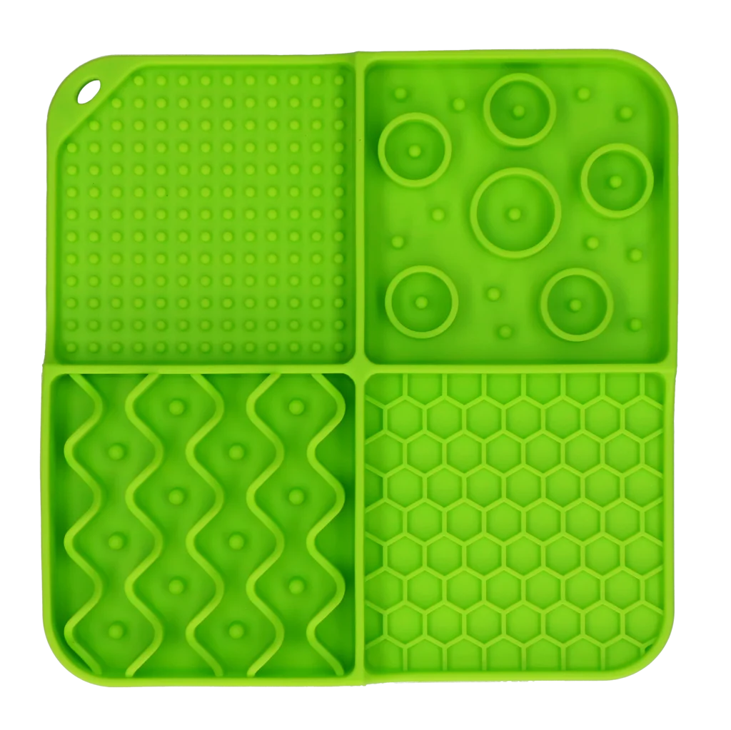 Mata do lizania dla psa z 4 wzorami i przyssawkami, 21 x 21 cm, zielona – Eat Slow Live Longer Lick Mat Dimensions Rectangle - obrazek 2