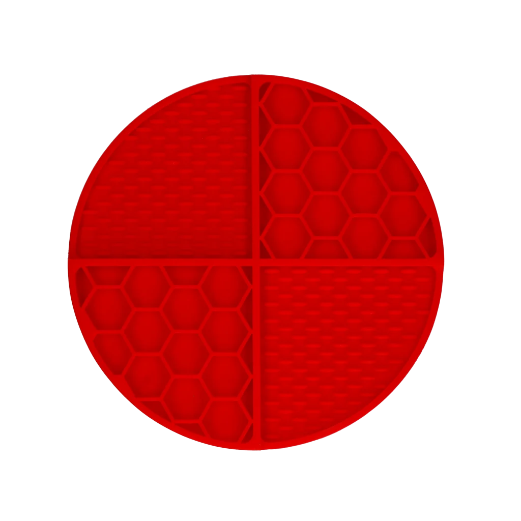 Okrągła mata do lizania z głębokimi zagłębieniami, czerwona, ø 21 cm – Eat Slow Live Longer Lick Mat Dimensions Circle - obrazek 2