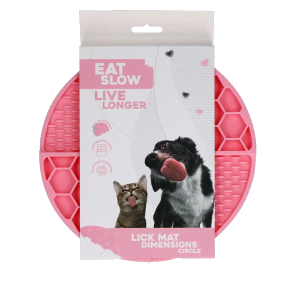 Okrągła mata do lizania z głębokimi przegródkami, różowa, ø 21 cm – Eat Slow Live Longer Lick Mat Dimensions Circle