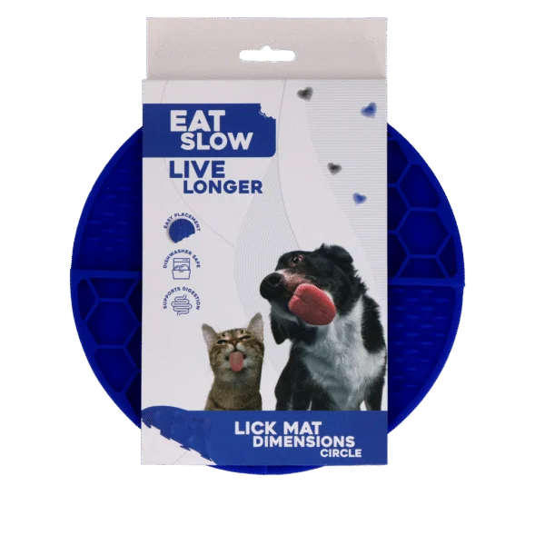 Okrągła mata do lizania z głębokimi przegródkami, niebieska, ø 21 cm – Eat Slow Live Longer Lick Mat Dimensions Circle