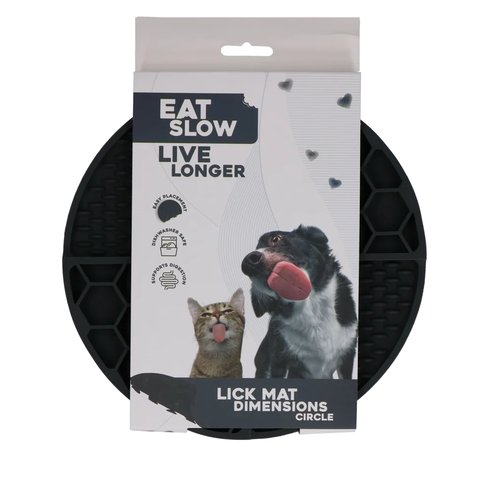 Okrągła mata do lizania z głębokimi zagłębieniami, szara, ø 21 cm – Eat Slow Live Longer Lick Mat Dimensions Circle - obrazek 1