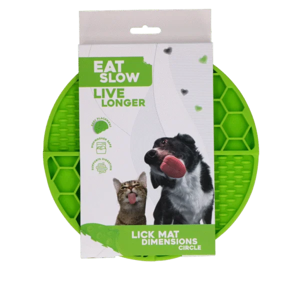 Okrągła mata do lizania z głębokimi wgłębieniami, zielona, ø 21 cm – Eat Slow Live Longer Lick Mat Dimensions Circle