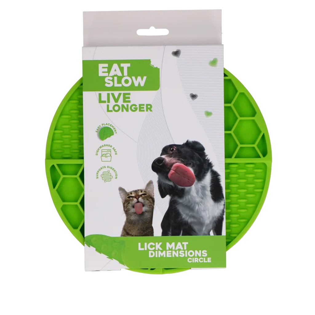Okrągła mata do lizania z głębokimi wgłębieniami, zielona, ø 21 cm – Eat Slow Live Longer Lick Mat Dimensions Circle - obrazek 1