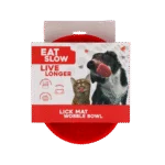 Miska spowalniająca jedzenie dla psów z matą do lizania, czerwona, 17 cm – Eat Slow Live Longer Lick Mat Wobble Bowl