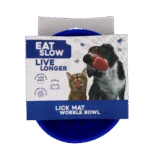 Miska spowalniająca jedzenie dla psów z zaokrąglonym dnem i wypustkami, Ø 17 cm, niebieska – Eat Slow Live Longer Lick Mat Wobble Bowl