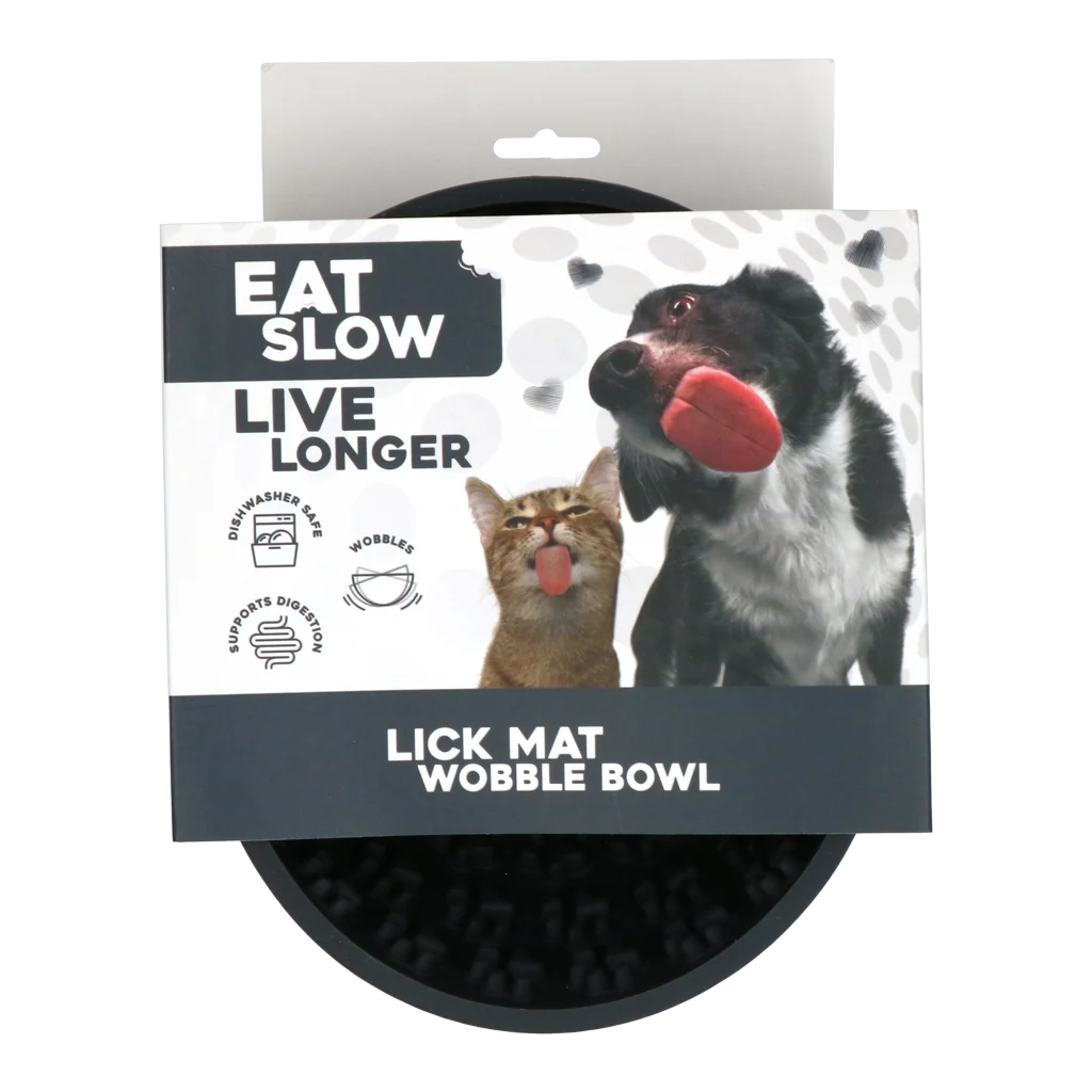 Miska spowalniająca jedzenie dla psów z zaokrąglonym spodem i wypustkami, Ø 17 cm, szara – Eat Slow Live Longer Lick Mat Wobble Bowl - obrazek 1