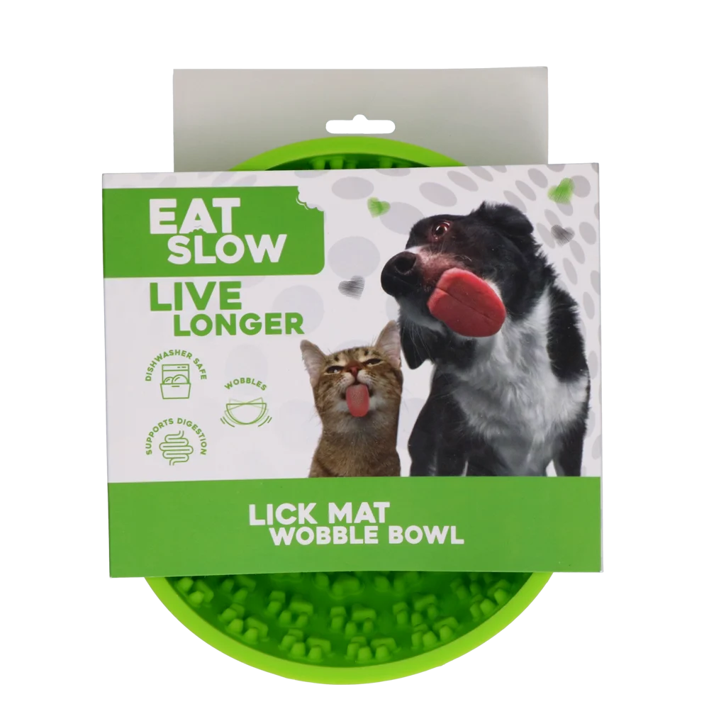 Miska spowalniająca jedzenie dla psa z zaokrąglonym dnem i wypustkami, Ø 17 cm, zielona – Eat Slow Live Longer Lick Mat Wobble Bowl - obrazek 1