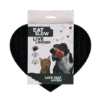 Mata do lizania dla psów w kształcie serca, wzór XO, 19 x 23 cm, szara – Eat Slow Live Longer Lick Mat Lovely Heart