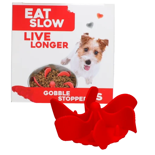 Wkładka spowalniająca jedzenie dla psów do miski z przyssawkami, czerwona S, średnica podstawy 9,5 cm – Eat Slow Live Longer Gobble Stopper - obrazek 1