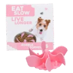 Silikonowa wkładka spowalniająca jedzenie dla psów z przyssawkami, S, średnica podstawy 9,5 cm, różowa – Eat Slow Live Longer Gobble Stopper
