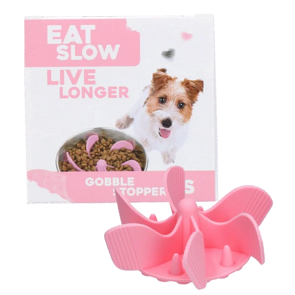 Silikonowa wkładka spowalniająca jedzenie dla psów z przyssawkami, S, średnica podstawy 9,5 cm, różowa – Eat Slow Live Longer Gobble Stopper
