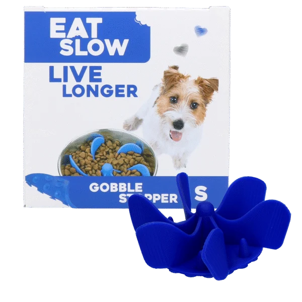 Wkładka spowalniająca jedzenie do miski dla psa z przyssawkami, niebieska S, średnica podstawy 9,5 cm – Eat Slow Live Longer Gobble Stopper